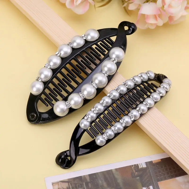 Women Pearl Rhinestone Banana Hair Clips Claws for Lady Fashion Elegant Party Barrettes Hair Accessories
Women Pearl Rhinestone Banana Hair Clips Claws for Lady Fashion Elegant Party Barrettes Hair Accessories