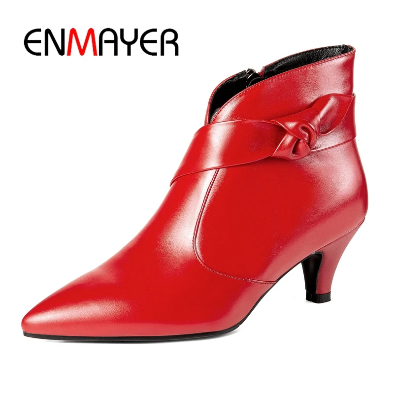 ENMAYER Basic Pointed Toe Thin Heels Genuine Leather Shoes Woman Winter Botas Mujer Size34-40 ZYL1869
ENMAYER Basic Pointed Toe Thin Heels Genuine Leather Shoes Woman Winter Botas Mujer Size34-40 ZYL1869