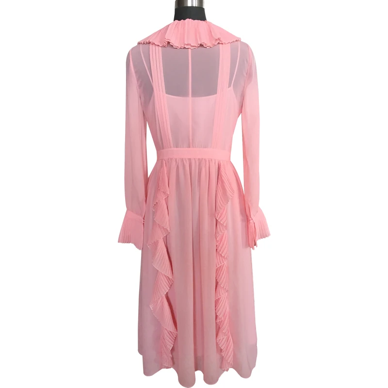 Новое весенне-летнее модное элегантное платье и розовое шифоновое длинное с