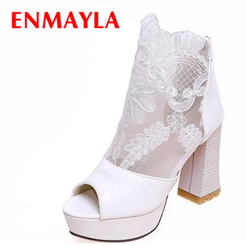 ENMAYLA Summer Women Boots Chunky High Heels Peep Toe Laides Lace Uppers White Wedding Shoes Black Platform Ankle Boots Women
ENMAYLA Summer Women Boots Chunky High Heels Peep Toe Laides Lace Uppers White Wedding Shoes Black Platform Ankle Boots Women