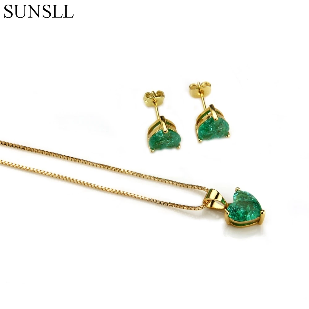 SUNSLL Golden Color Copper Multicolor Crack Cubic Zirconia Stud Earrings And Pendant Necklaces Women's Fashion Jewelry Sets
SUNSLL Golden Color Copper Multicolor Crack Cubic Zirconia Stud Earrings And Pendant Necklaces Women's Fashion Jewelry Sets