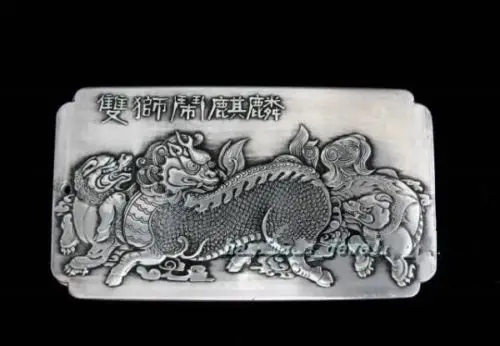 Elaborate Old Chinese Double lion make kirin Tibetan Silver amulet auspicious plate 136g
Elaborate Old Chinese Double lion make kirin Tibetan Silver amulet auspicious plate 136g
