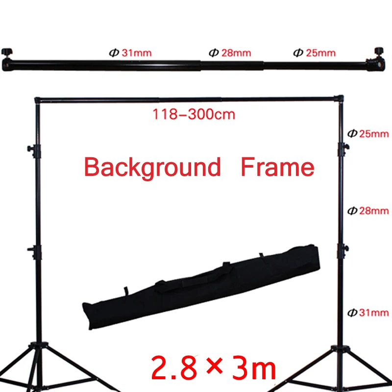 Photo Studio Background Support Stand Photography Adjustable 2.8x3m Backdrop Crossbar Kit for Photo
Photo Studio Background Support Stand Photography Adjustable 2.8x3m Backdrop Crossbar Kit for Photo