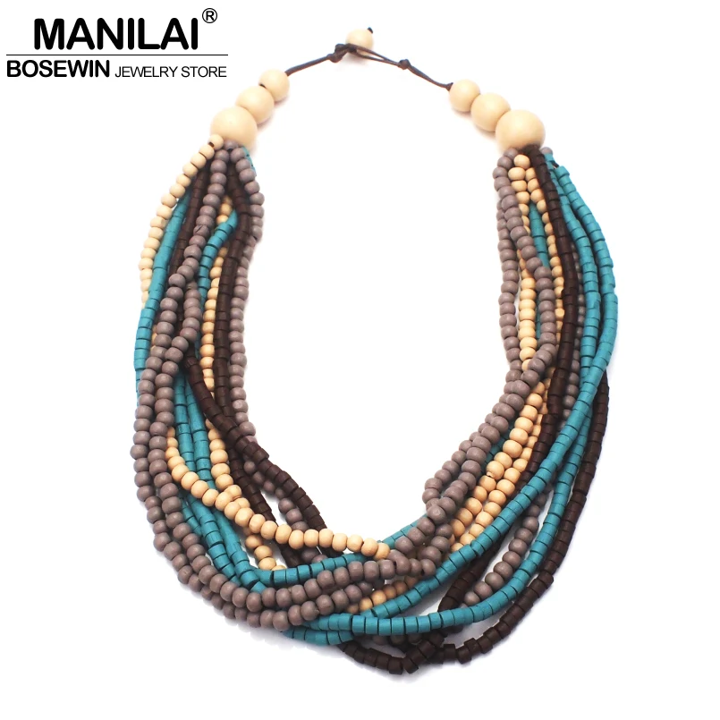 MANILAI Bohemia Multilayer Wood Beaded Necklace Woman Fashion Handmade Multicolor Bead Statement Chokers Necklace Jewelry Wooden
MANILAI Bohemia Multilayer Wood Beaded Necklace Woman Fashion Handmade Multicolor Bead Statement Chokers Necklace Jewelry Wooden