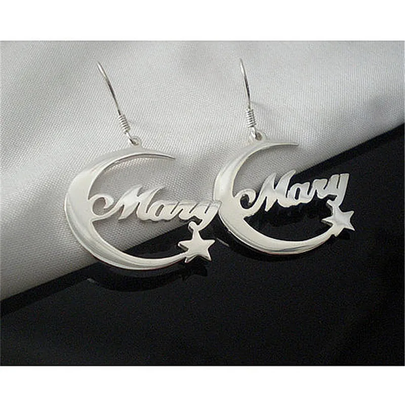 MOQ 1Pairs Custom Name With Crescent Moon Star Earrings Women Wedding Bridal Brincos Femme Personalized Holiday Gift Jewelry
MOQ 1Pairs Custom Name With Crescent Moon Star Earrings Women Wedding Bridal Brincos Femme Personalized Holiday Gift Jewelry