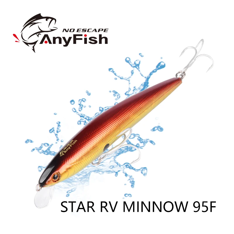 

Рыболовная приманка ANYFISH RV MINNOW 95F, 9,5 см, 8,2 г, жесткая приманка с 2 рыболовными крючками, искусственная приманка, плавающий воблер, глубина погружения 1-1,2 м