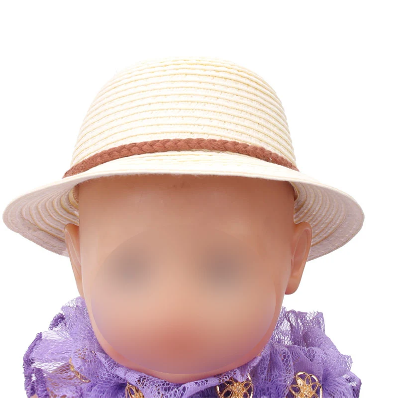 43 cm baby dolls toy accessories new born Beige white Sun hat and straw hat fit American 18 inch Girls doll f499