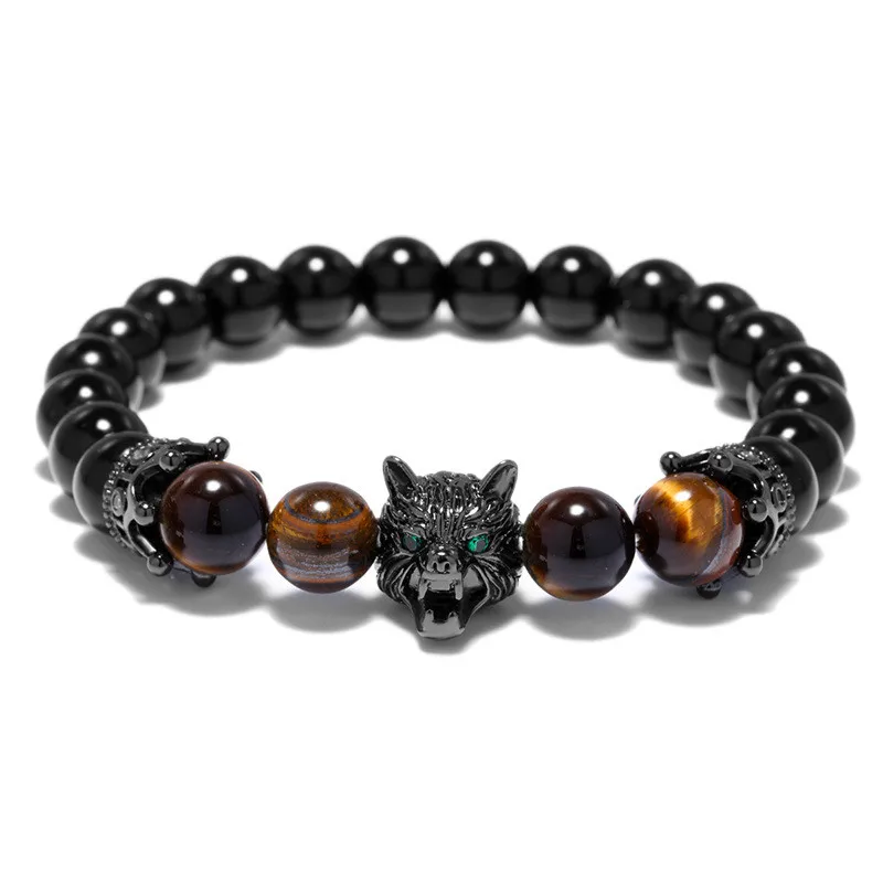 2019 Cool Animal Head Wolf Design Strand Bracelet Luxury Crown Natural Stone Punk Bracelets For Men Biker Jewelry Accessories
2019 Cool Animal Head Wolf Design Strand Bracelet Luxury Crown Natural Stone Punk Bracelets For Men Biker Jewelry Accessories