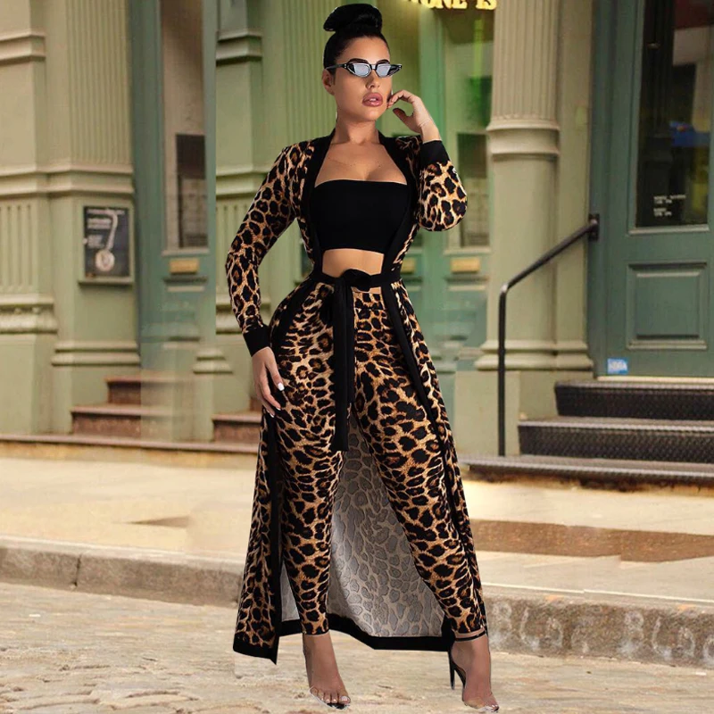 Women Two Piece Set Outfits Leopard Print Long Legging Pencil Pants+Cloak Dress Smock Femme Sexy Club Night Outfits With Belt
Women Two Piece Set Outfits Leopard Print Long Legging Pencil Pants+Cloak Dress Smock Femme Sexy Club Night Outfits With Belt