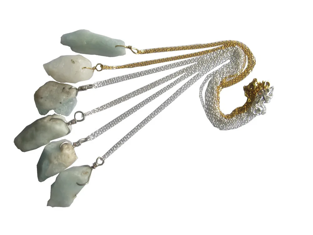 100%Natural Aquamarine Rough Gem Necklace Pendant, 5pcs/lot Natural Gem Necklace with Gold&Silver Chain 18"
100%Natural Aquamarine Rough Gem Necklace Pendant, 5pcs/lot Natural Gem Necklace with Gold&Silver Chain 18"
