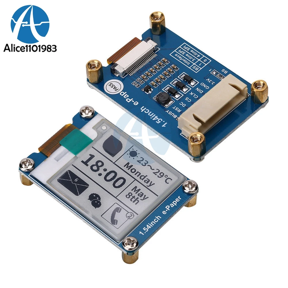 1.54 inch e-Paper Module 1.54" 200x200 E-Ink Display Screen 2-color Black White SPI Wide Viewing Angle Supports Partial Refresh
1.54 inch e-Paper Module 1.54" 200x200 E-Ink Display Screen 2-color Black White SPI Wide Viewing Angle Supports Partial Refresh