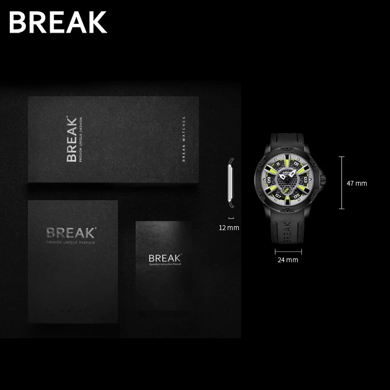 BREAK Top Luxury Brand Fashion Casual Sport Watches Men Rubber Strap Man Quartz Army Military Waterproof reloj Cool Wrist watch
BREAK Top Luxury Brand Fashion Casual Sport Watches Men Rubber Strap Man Quartz Army Military Waterproof reloj Cool Wrist watch