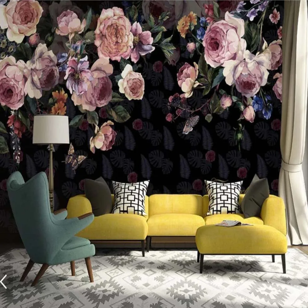 European Vintage Oil Painting Flower Murals Wallpaper Rolls for Living Room Bedroom Home Wall Decor Retro Floral Mural Landscape |