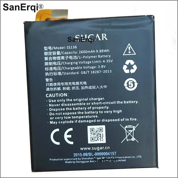 Battery for SUGAR SS136 Battery 2600mAh/9.88Wh 3.8V SUGAR2 TLP15H03 New High Quality Battery
Battery for SUGAR SS136 Battery 2600mAh/9.88Wh 3.8V SUGAR2 TLP15H03 New High Quality Battery