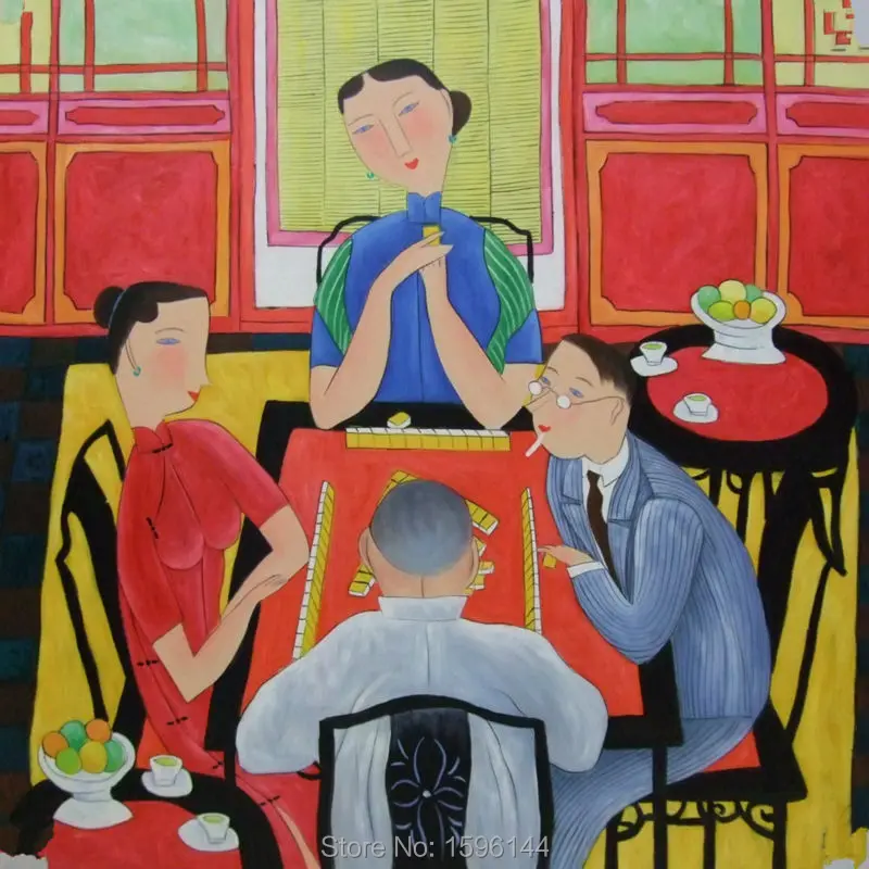 Oil Painting 100% Hand Painted Chinese painters Hu YongKai Mahjong TimePainting Canvas Modern Wall art Home decor 90x90cm #3
Oil Painting 100% Hand Painted Chinese painters Hu YongKai Mahjong TimePainting Canvas Modern Wall art Home decor 90x90cm #3