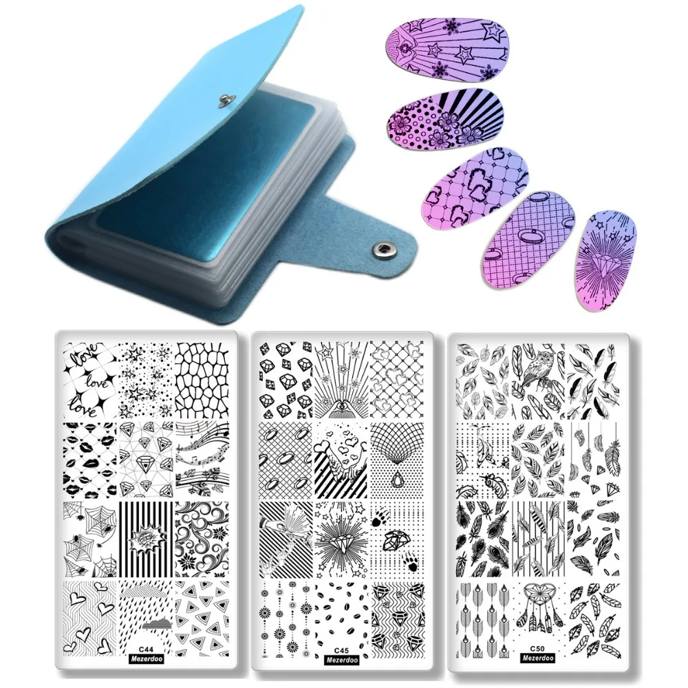 Nail Stamping Template Set 3 Nail Image Plate+1 Nail Plate Holder Case Cobweb Feather Ring French Tip Stamp Plates Manicure Tool
Nail Stamping Template Set 3 Nail Image Plate+1 Nail Plate Holder Case Cobweb Feather Ring French Tip Stamp Plates Manicure Tool