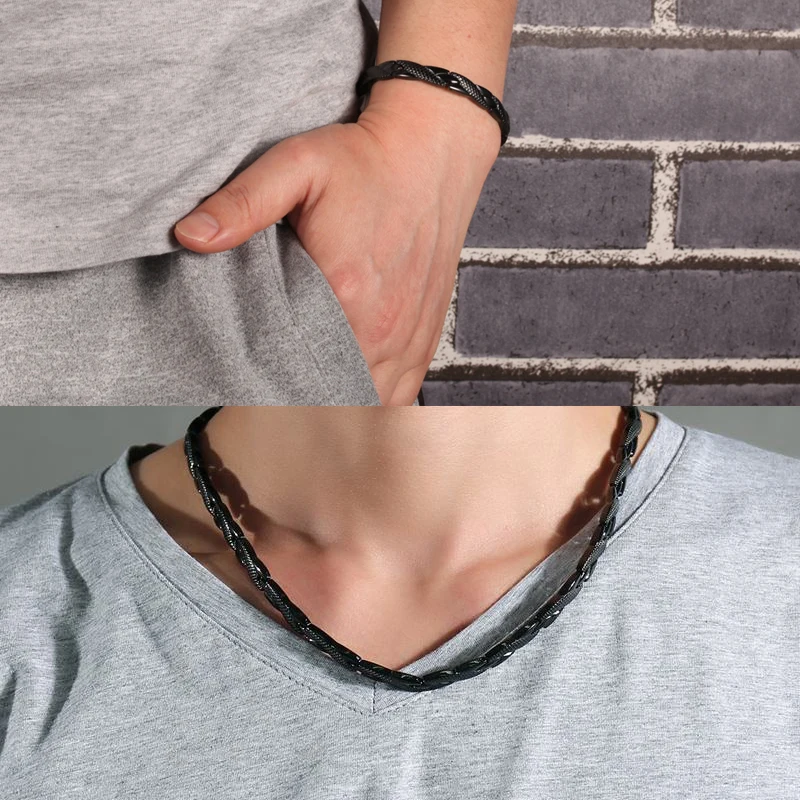 Vinterly Black Choker Necklace Bracelet for Men Women Health Energy Magnetic Jewelry Set Stainless Steel Chain Punk Jewellery
Vinterly Black Choker Necklace Bracelet for Men Women Health Energy Magnetic Jewelry Set Stainless Steel Chain Punk Jewellery