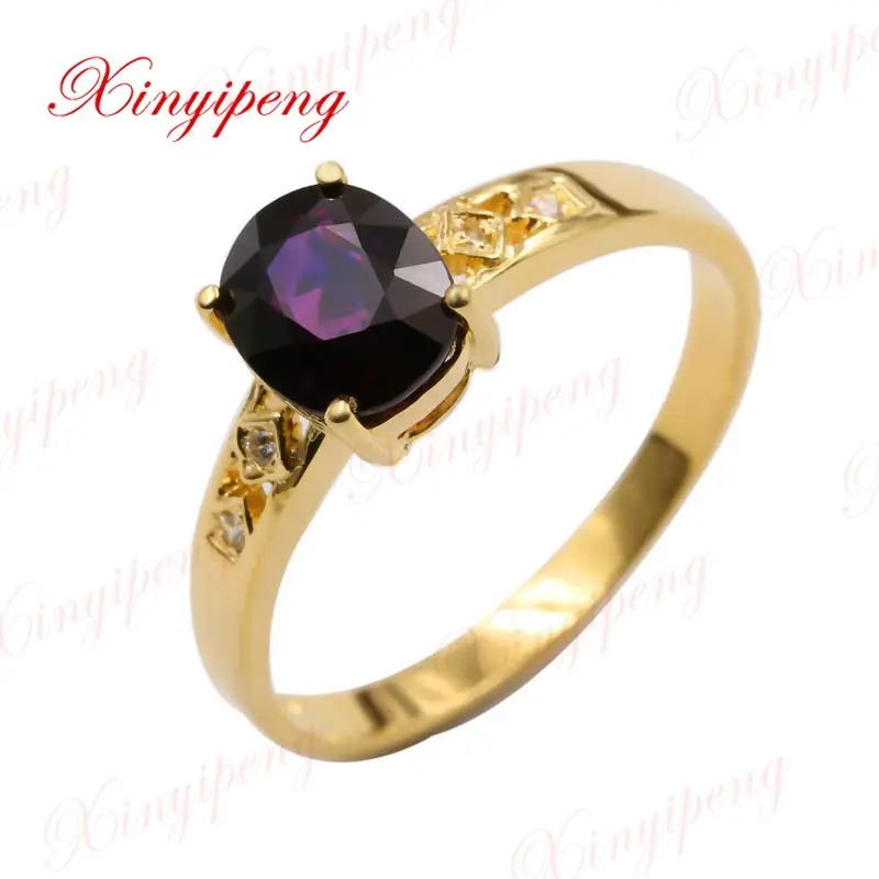 Женское кольцо Xin yi peng 18 k желтое золото инкрустированное натуральным фиолетовым