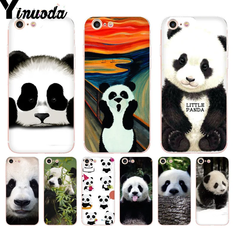 Прозрачный чехол Yinuoda для iphone 7 6 X милая китайская панда телефона iPhone 8 6S Plus 10 5 5S SE 5C