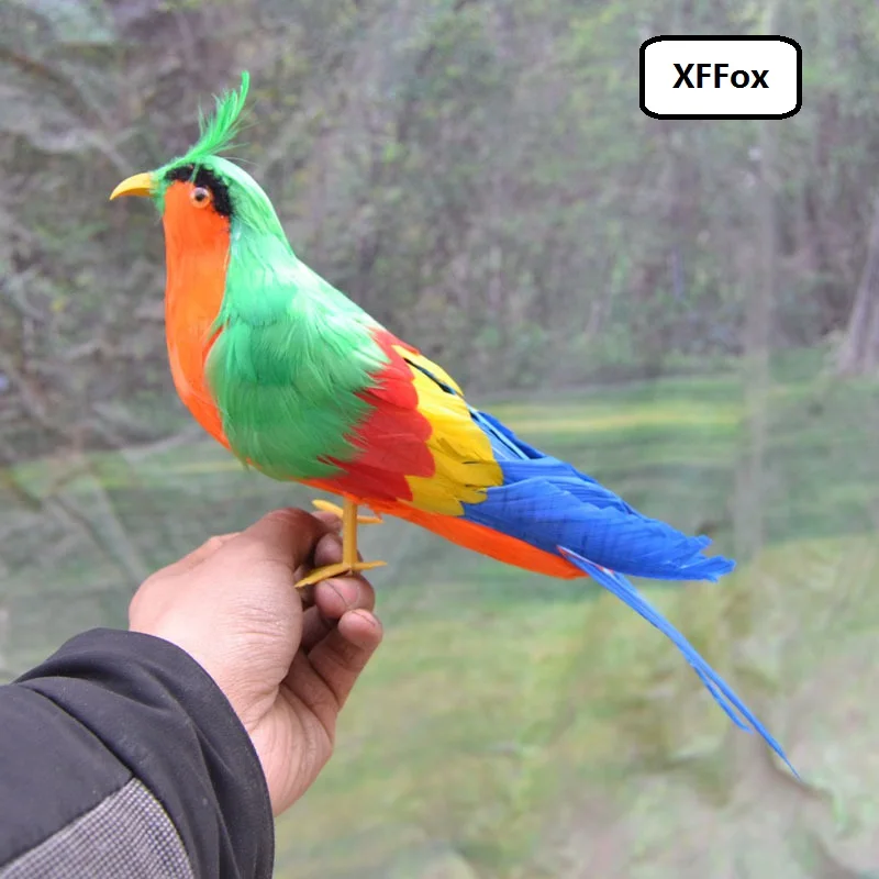 

new simulaiton green&orange magpie model foam&feather lifelike magpie bird toy about 30cm xf0688