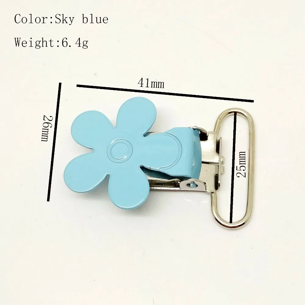 Hot sale metal suspencer clips 100pcs flower shaped pacifier clips wholesale enamel metal clips with sky blue
Hot sale metal suspencer clips 100pcs flower shaped pacifier clips wholesale enamel metal clips with sky blue