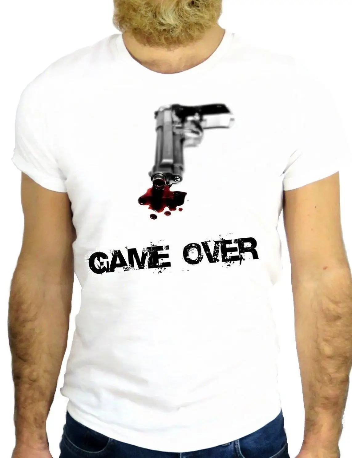 Творческий Ретро Дизайн Game Over Бандитский мафия Scarface Футболка с принтом Размеры S