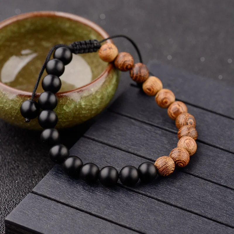 8mm Wooden Beads Buddha Bracelet For Men Black Natural Frosted Stone Adjustable Natural Wood Jewelry Pulseras Hombres
8mm Wooden Beads Buddha Bracelet For Men Black Natural Frosted Stone Adjustable Natural Wood Jewelry Pulseras Hombres