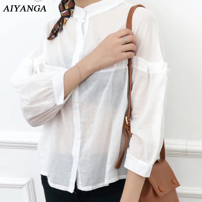 Summer Blouses White Shirts For Women 2018 Quality Cotton Long Sleeve Blouse Casual Loose Solid Color Office Lady Tops Big Size
Summer Blouses White Shirts For Women 2018 Quality Cotton Long Sleeve Blouse Casual Loose Solid Color Office Lady Tops Big Size
