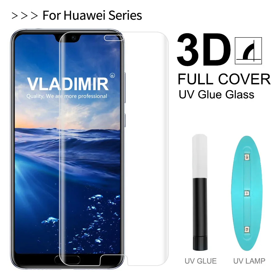 Vladimir Nano Жидкий УФ Полный Клей закаленное стекло протектор экрана для huawei P20 Pro Lite