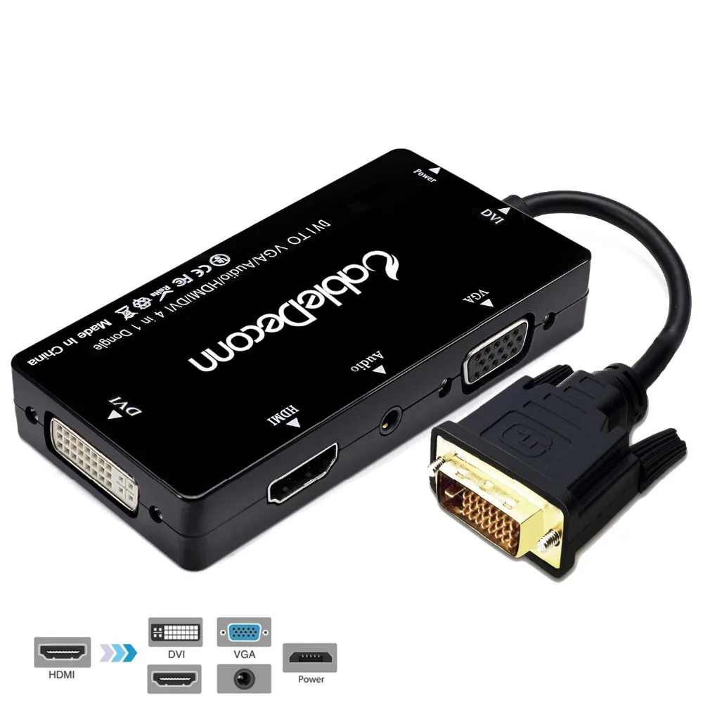 DVI 24 + 1 к HDMI VGA 1080P 3 5 мм разъем аудио с микро USB питания 5в1 Кабель адаптер для