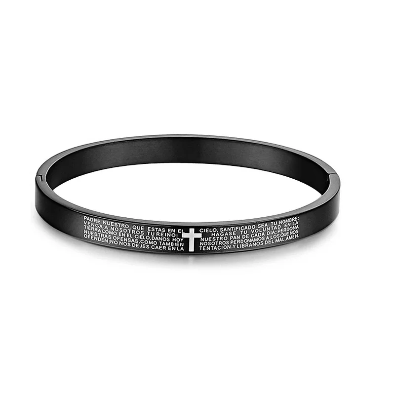Crucifix titanium steel couple bracelet, crucifix, classic English bible scripture, black bracelet, fashion jewelry wholesale
Crucifix titanium steel couple bracelet, crucifix, classic English bible scripture, black bracelet, fashion jewelry wholesale