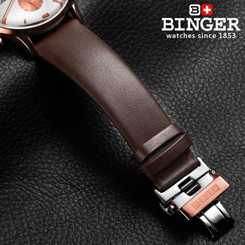 Switzerland men's watch luxury brand Wristwatches BINGER Quartz clock glowwatch leather strap Chronograph Diver B1122-6
Switzerland men's watch luxury brand Wristwatches BINGER Quartz clock glowwatch leather strap Chronograph Diver B1122-6