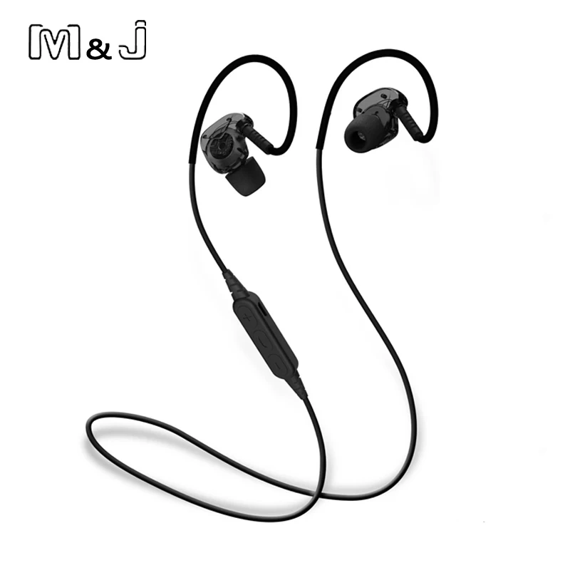 M&ampJ High Quality IPX67 Waterproof Wireless Bluetooth Earphone Sweatproof Sport Running Stereo Headsets With Microphone for Phone