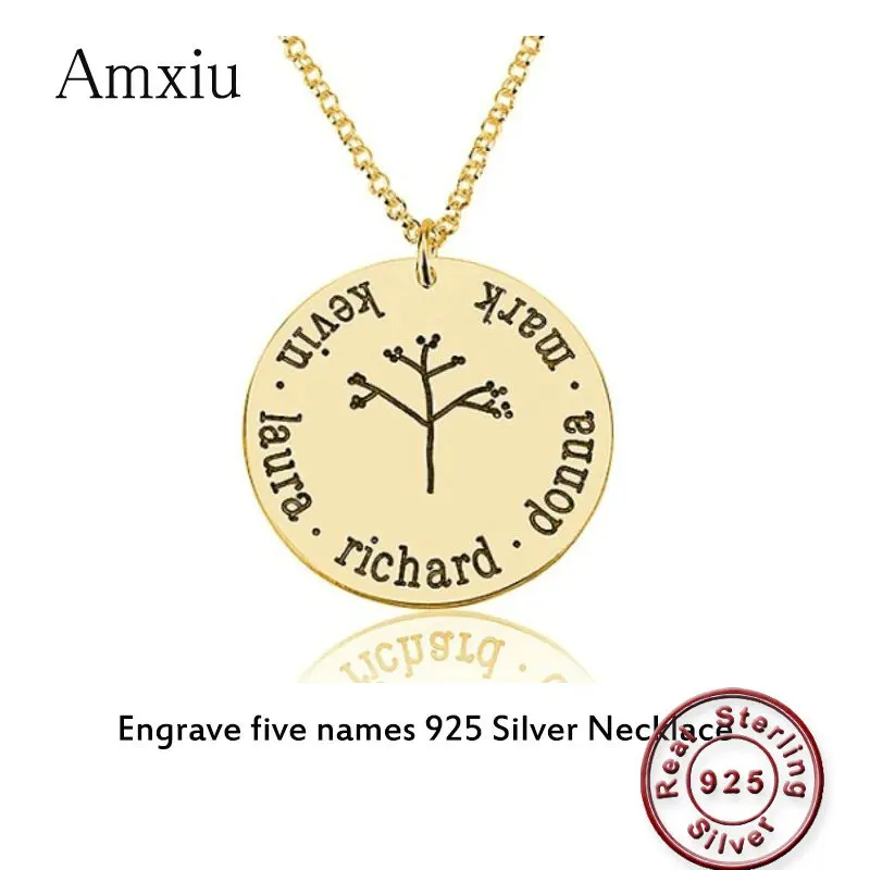 Amxiu Women's Day Special Gift Custom 925 Silver Necklace Engrave Five Names Team Family Tree Pendant Necklace For Mother Mom
Amxiu Women's Day Special Gift Custom 925 Silver Necklace Engrave Five Names Team Family Tree Pendant Necklace For Mother Mom