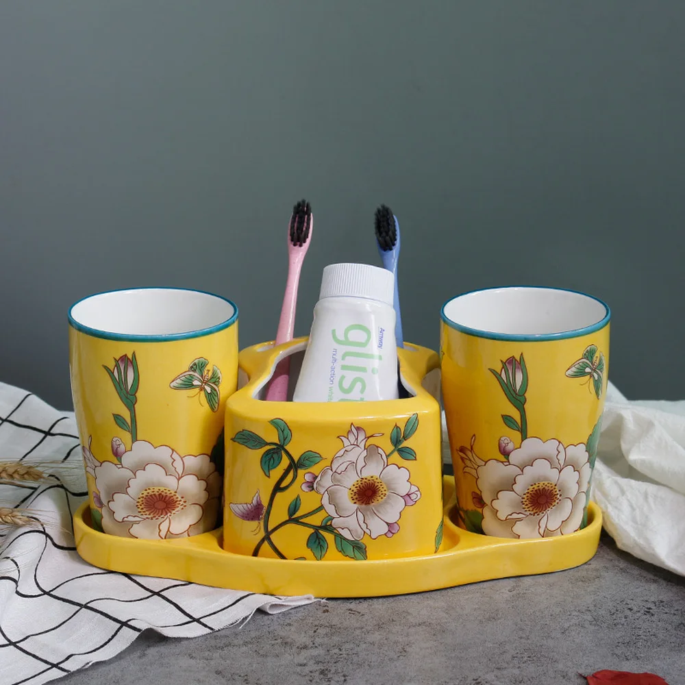 European ceramic bathroom three-piece bathroom household bathroom toothbrush wash mug cup wash set LO726078
European ceramic bathroom three-piece bathroom household bathroom toothbrush wash mug cup wash set LO726078