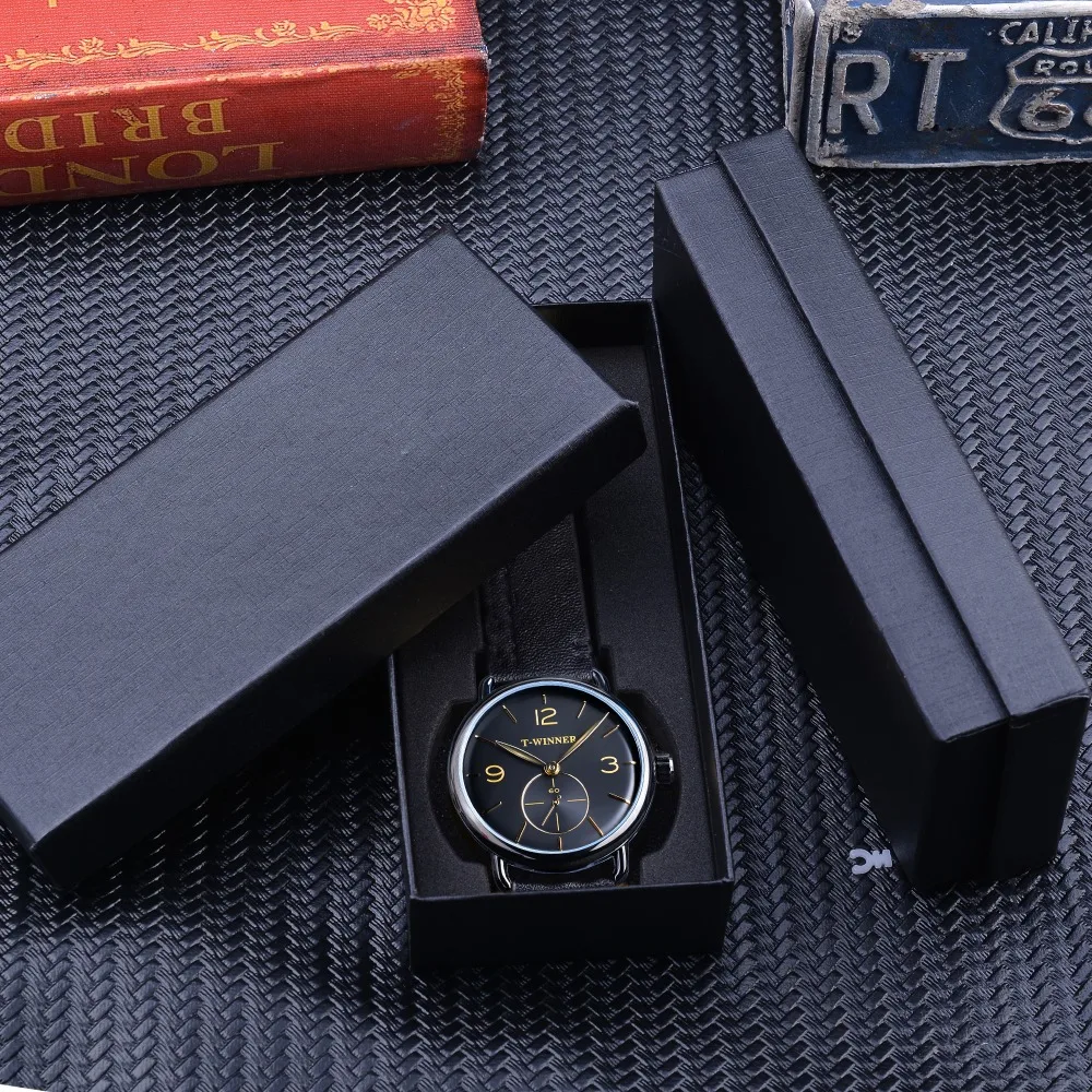 Winner Classic Black Golden Mechanical Watches Top Brand Luxury Mens Clock Waterproof Small Dial Design Black Genuine Leather
Winner Classic Black Golden Mechanical Watches Top Brand Luxury Mens Clock Waterproof Small Dial Design Black Genuine Leather