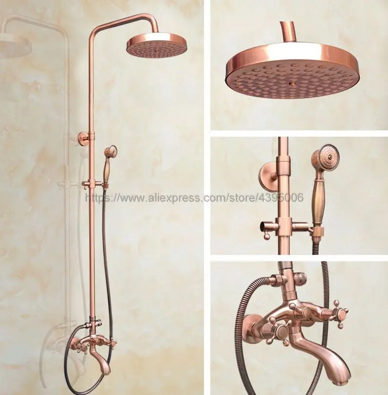 Antique Red Copper Wall Mounted Bathroom Rainfall Shower Set Faucet + Handheld Shower Spray Brg502
Antique Red Copper Wall Mounted Bathroom Rainfall Shower Set Faucet + Handheld Shower Spray Brg502