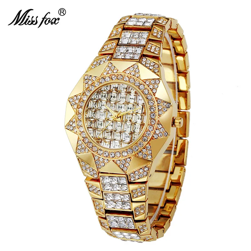 Женские кварцевые часы Miss Fox уникальный чехол с подсолнухом модные золотые со