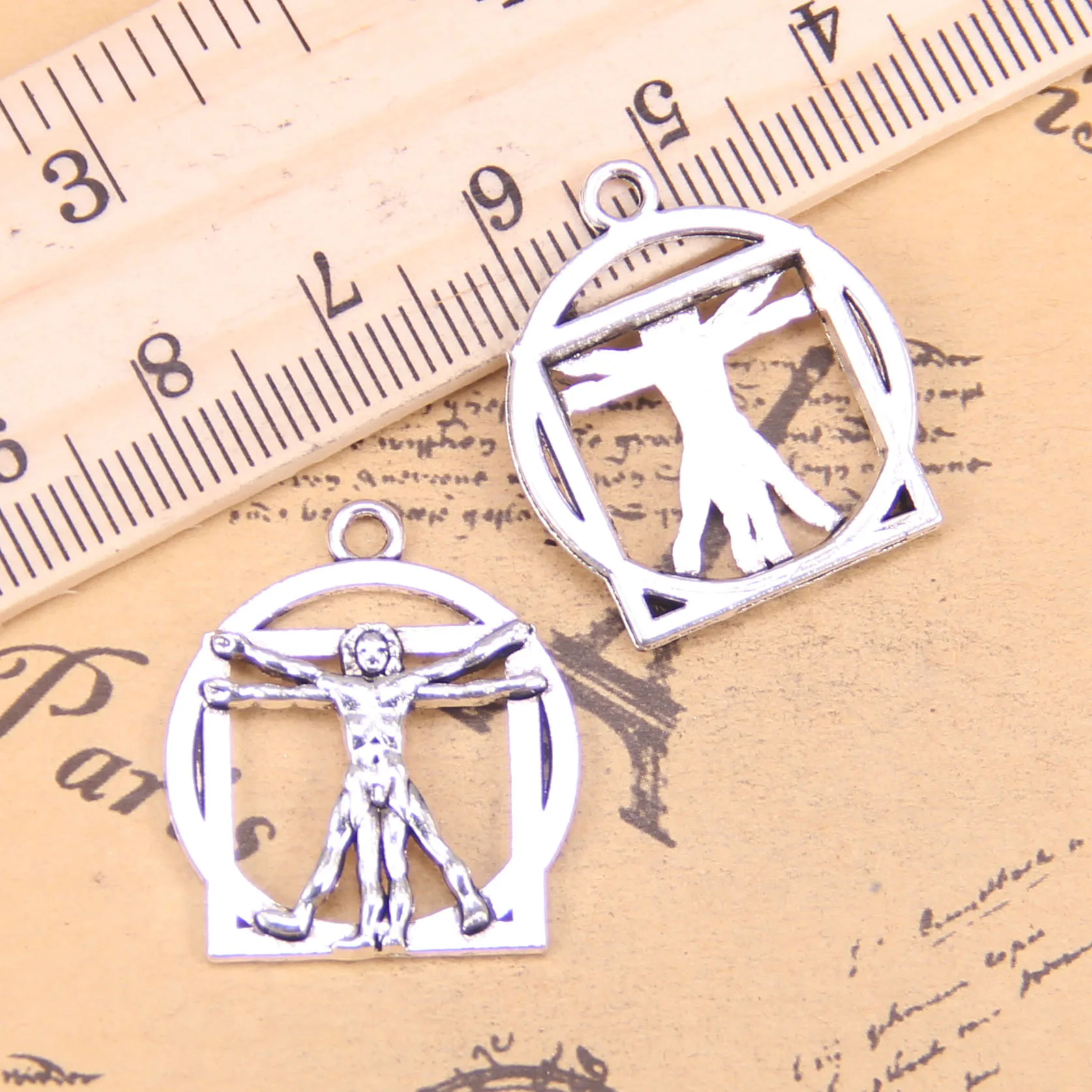 54pcs Jewelry Charms Da Vinci Human Figure 26x22mm Antique Silver Plated Pendants Making DIY Handmade Tibetan Silver Jewelry
54pcs Jewelry Charms Da Vinci Human Figure 26x22mm Antique Silver Plated Pendants Making DIY Handmade Tibetan Silver Jewelry