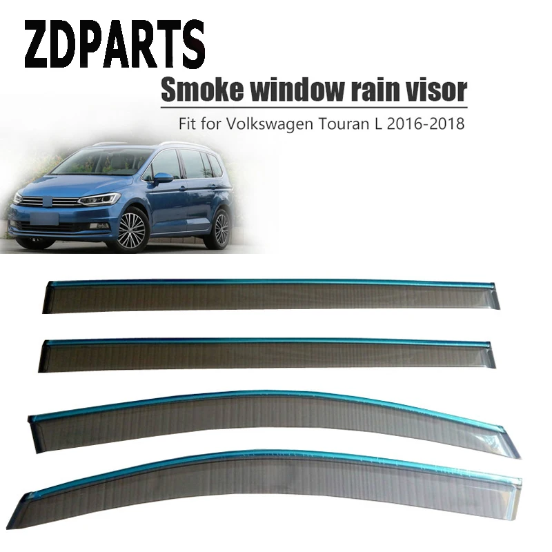 

ZDPARTS 4Pieces/Set Car Wind Deflector Sun Guard Rain Wind Vent Visor Cover Trim Accessories For VW Touran mk2 2016 2017 2018
