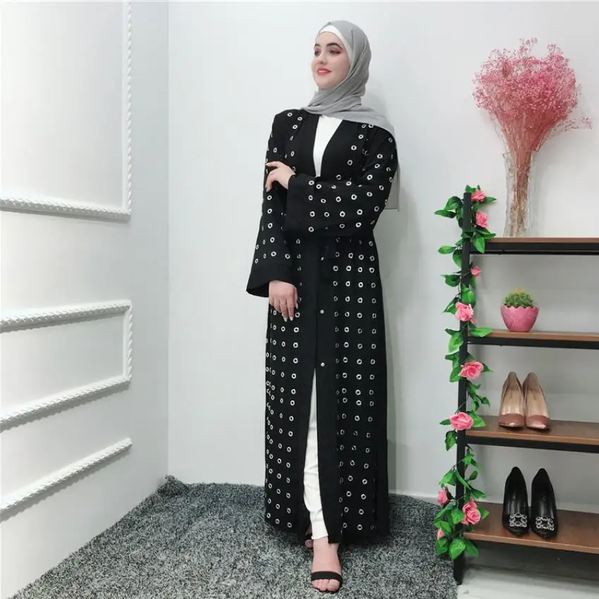 Модные металлические заклепки бисером мусульманские халаты syari abaya женский
