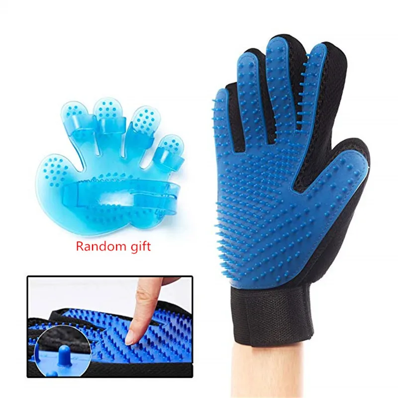 

Pet Grooming Glove Gentle Deshedding Brush Glove Efficient Pet Hair Remover Mitt Enhanced Five Finger Design Perfect for Dog Cat