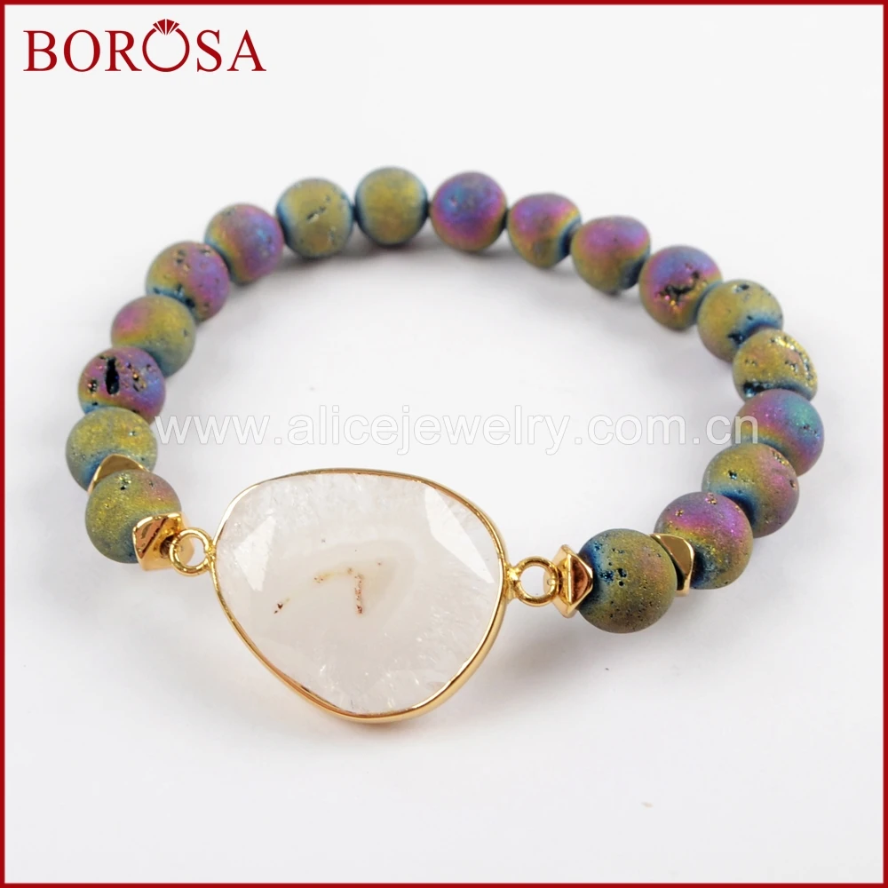 BOROSA 5/6 шт. золотой цвет белый Солнечный Кварц фотоэлемент с 8 мм титаном солнечный