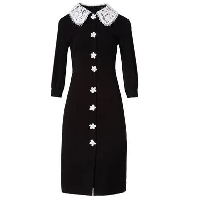 High Quality New Spring 3D Floral Lace Patchwork Runway Dress Women Vintage Black Hepburn Slim Bodycon Office Party Dresses
High Quality New Spring 3D Floral Lace Patchwork Runway Dress Women Vintage Black Hepburn Slim Bodycon Office Party Dresses