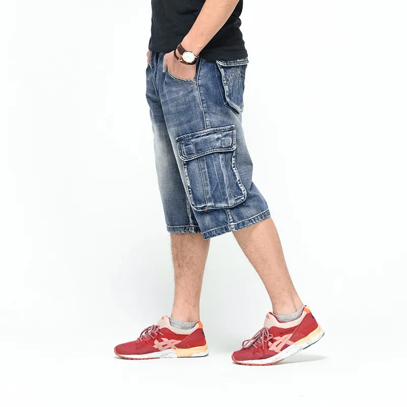 MORUANCLE размера плюс Большие размеры 30-46 мужские джинсовые брюки-карго шорты с