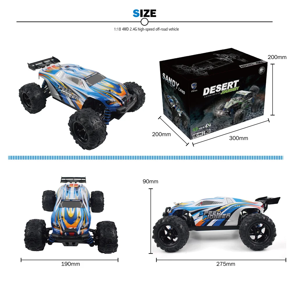 1:18 50km/h 2.4G RC Car 4WD Radio-Controlled Cars Truck RC Buggy High speed Machine on the Remote Control Car Off-Road
1:18 50km/h 2.4G RC Car 4WD Radio-Controlled Cars Truck RC Buggy High speed Machine on the Remote Control Car Off-Road