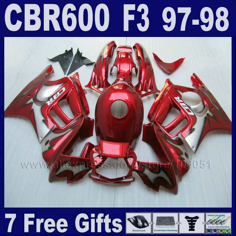 Fairings parts for Honda 97 CBR 600 F3 98 red silver CBR600 F3 1997 1998 ABS motorcycle fairings with Tank cover E52A
Fairings parts for Honda 97 CBR 600 F3 98 red silver CBR600 F3 1997 1998 ABS motorcycle fairings with Tank cover E52A