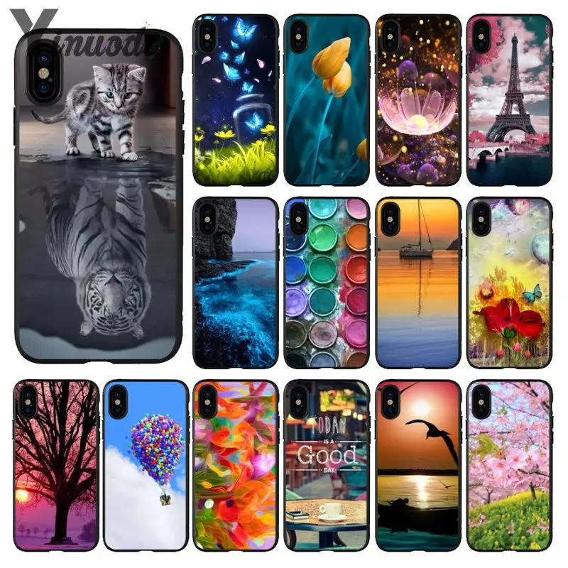 Yiuoda Чехол для мобильного телефона с цветочным рисунком кота Тигра бабочки iPhone 6S