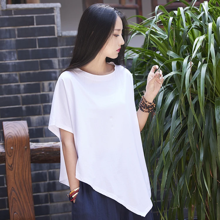100% cotton irregular Tshirt pullover female casual tops short-sleeve loose batwing sleeve shirt plus size women tops fashion
100% cotton irregular Tshirt pullover female casual tops short-sleeve loose batwing sleeve shirt plus size women tops fashion