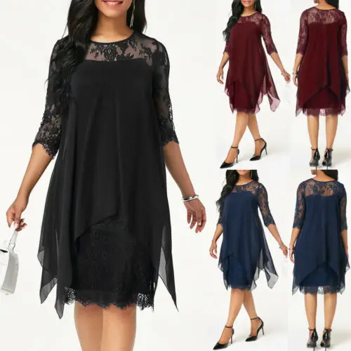 2019 Womens Casual Chiffon Midi Dresses Lace Stitching Loose Long Blouse Tops Three-quarter Sleeve Summer Dresses
2019 Womens Casual Chiffon Midi Dresses Lace Stitching Loose Long Blouse Tops Three-quarter Sleeve Summer Dresses